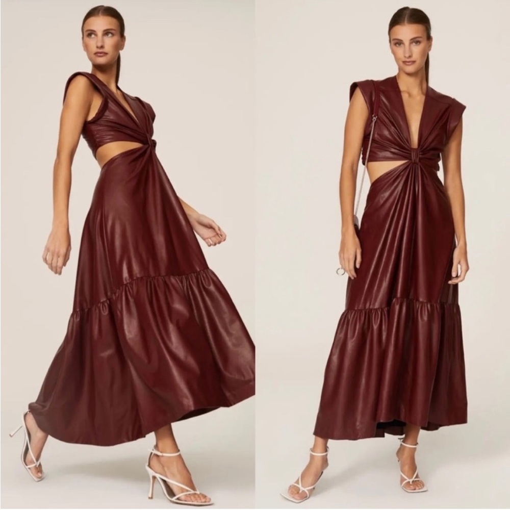 A.L.C. Alexandria Leather Cut-Out Midi Dress